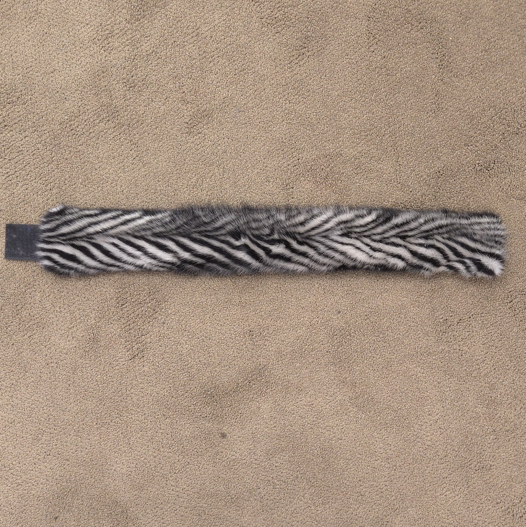 Gray And Black Chevron Mink Fur Headband